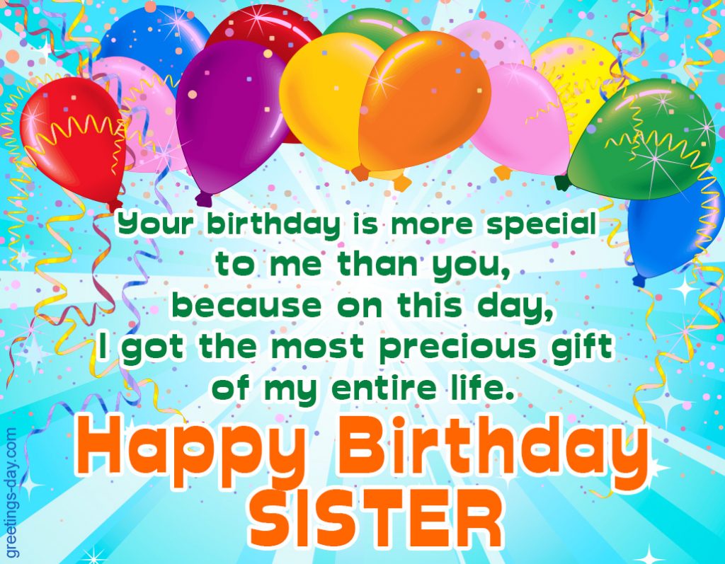 birthday greetings for sister