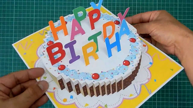 Sweetmade Greeting Card For Birthday Laser Cut Handmade Cheap 3D Birthday  Cake Design Pop Up Greeting Card For Birthday Greetings (Size 15cm By 13cm)  : Amazon.in: Office Products
