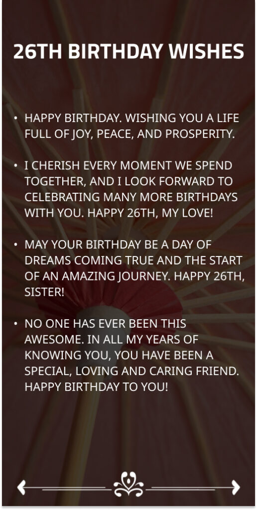 26th Birthday Wishes