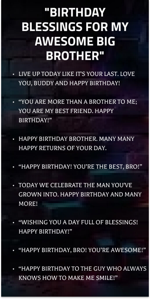 Birthday Wishes for Big Brother