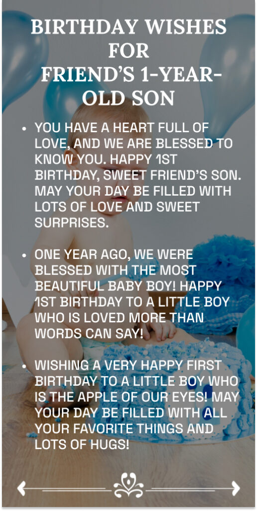 Birthday Wishes for Friend’s 1-Year-Old Son
