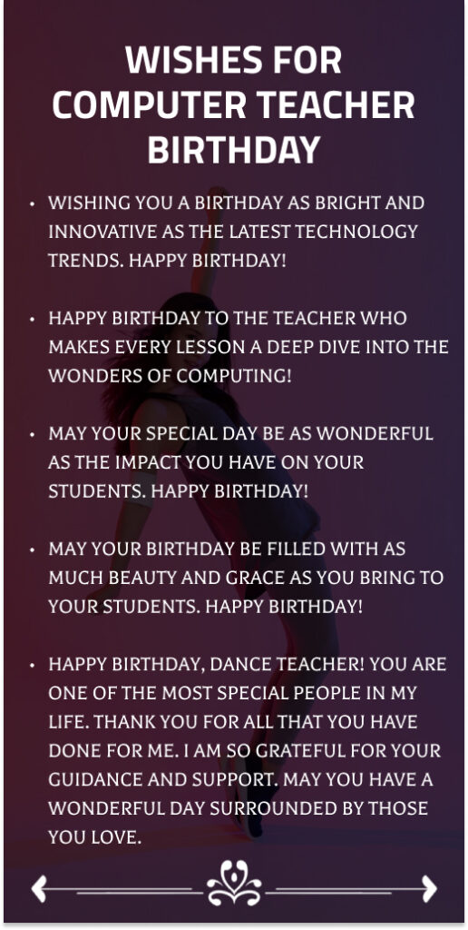Wishes for Computer Teacher birthday