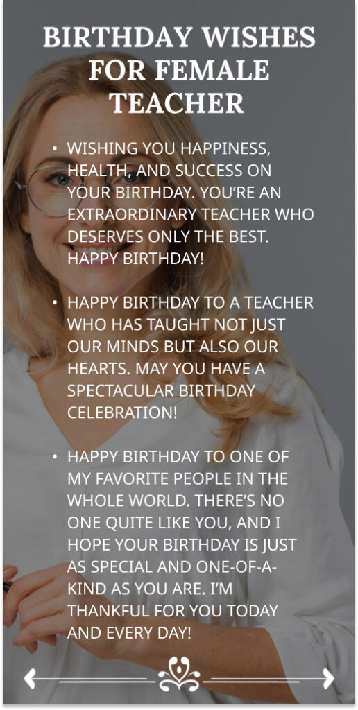 Birthday Wishes for Female Teacher