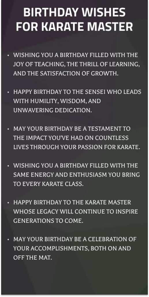 Birthday Wishes for Karate Master