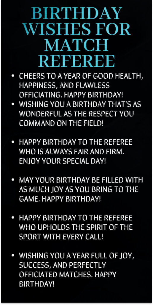 Birthday Wishes for Match Referee