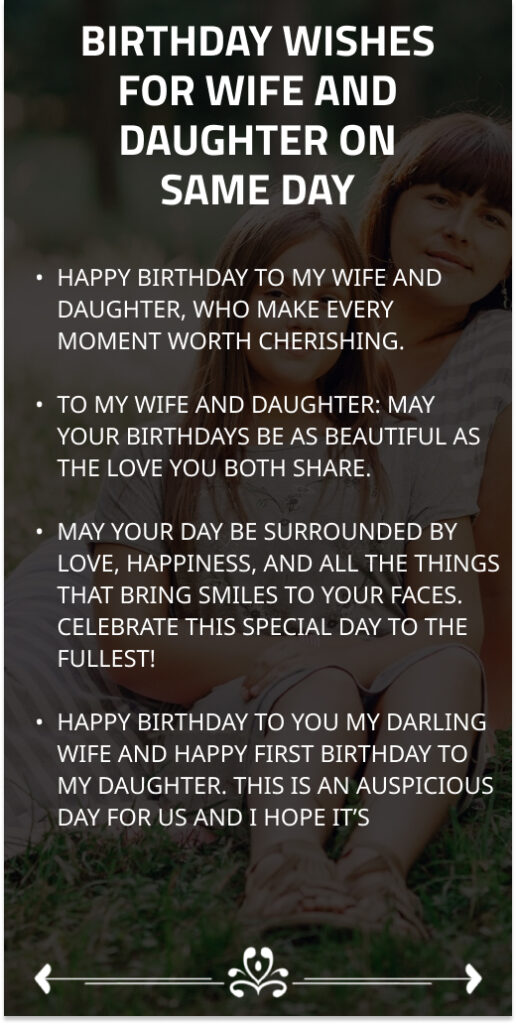 Birthday Wishes for Wife and Daughter on Same Day