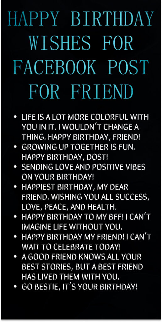 Happy Birthday Wishes for Facebook Post for Friend