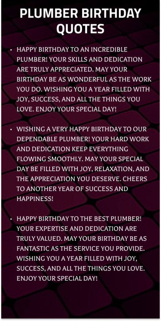 Birthday Wishes for Plumber