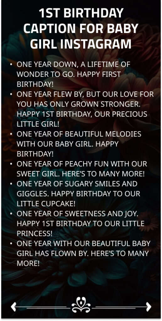 1st Birthday Caption for Baby Girl Instagram