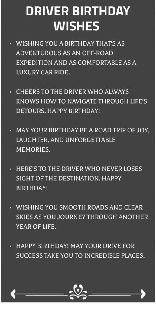 driver birthday wishes	