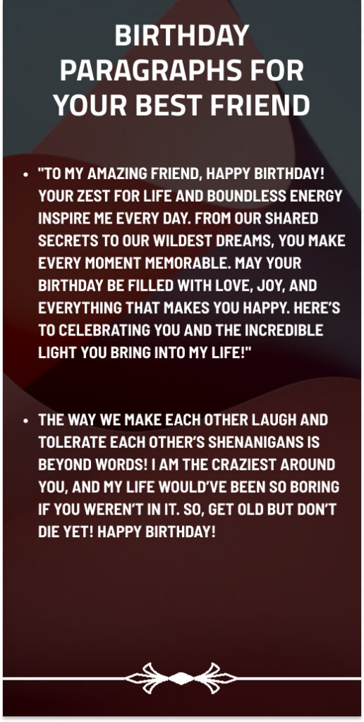Birthday Paragraphs for Your Best Friend