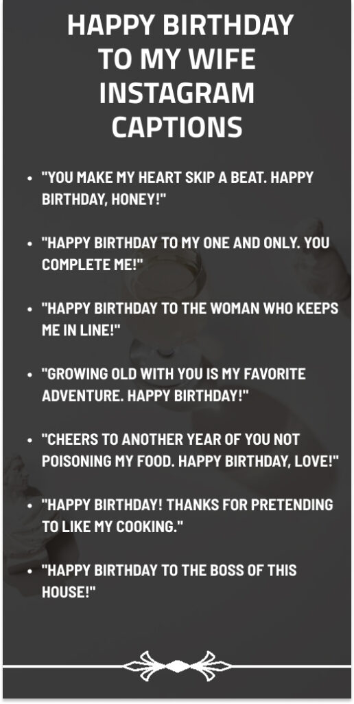 Happy Birthday to My Wife Instagram Captions