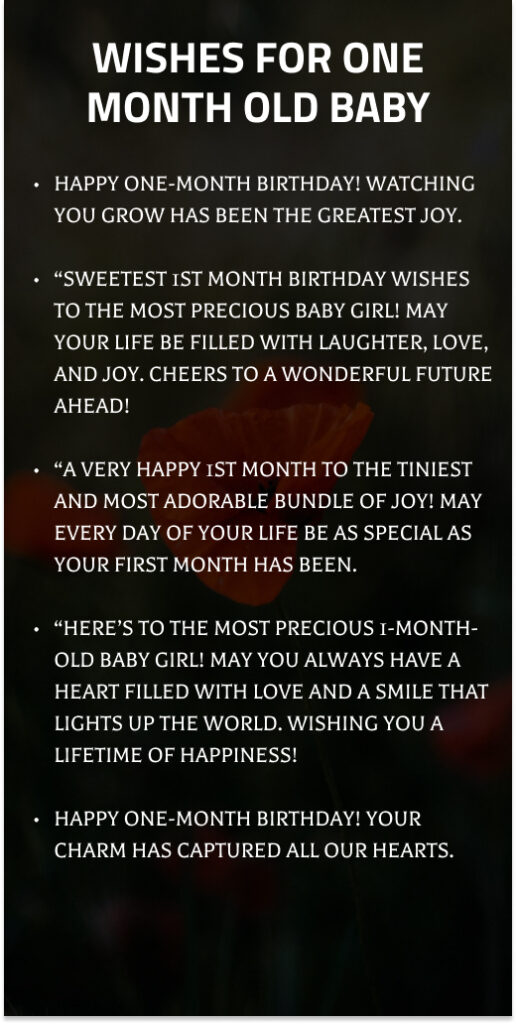 Wishes For One Month Old Baby