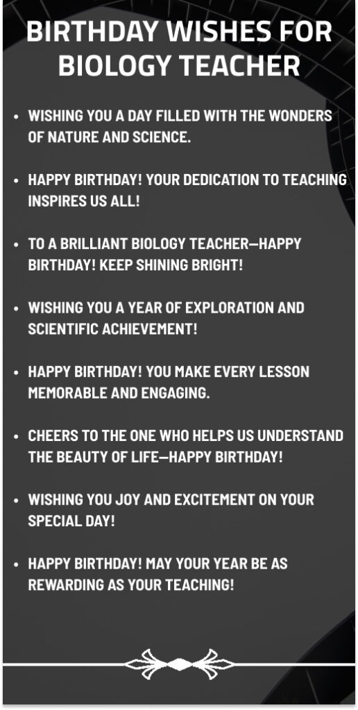 Birthday Wishes for Biology Teacher