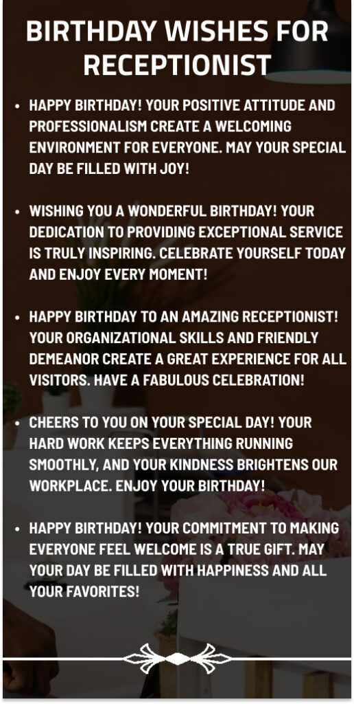 Birthday caption for Receptionist