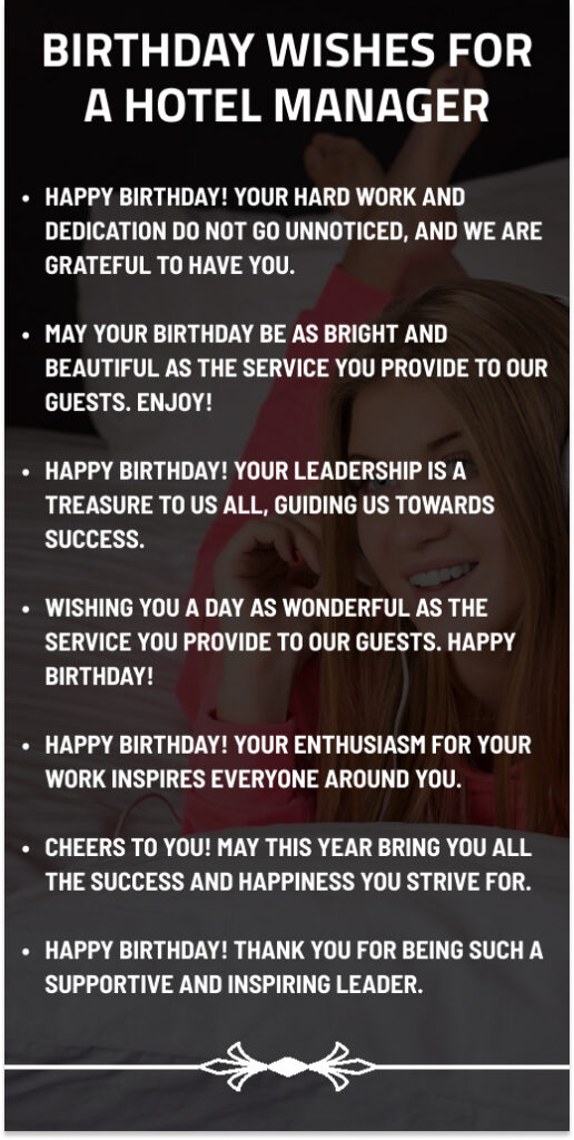 Birthday Wishes for a Hotel Manager