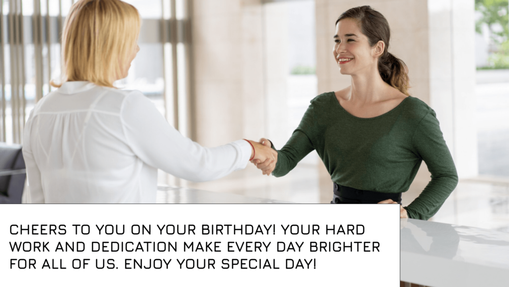 Birthday caption for Receptionist