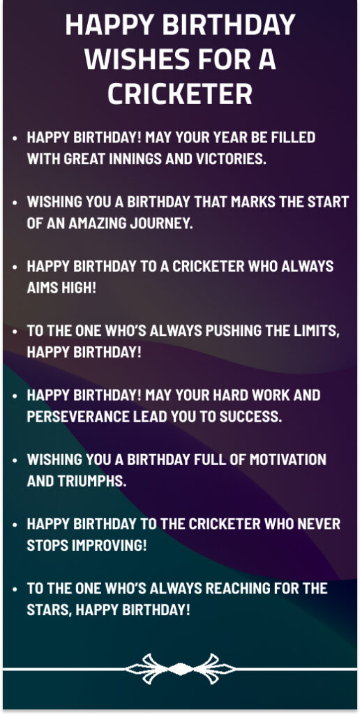2024 Happy Birthday Wishes for a Cricketer
