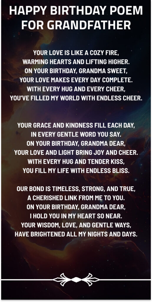 Short birthday poem for Grandfather