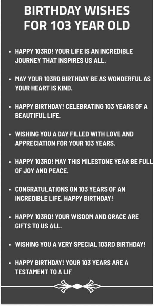Birthday Wishes for 103 Year Old