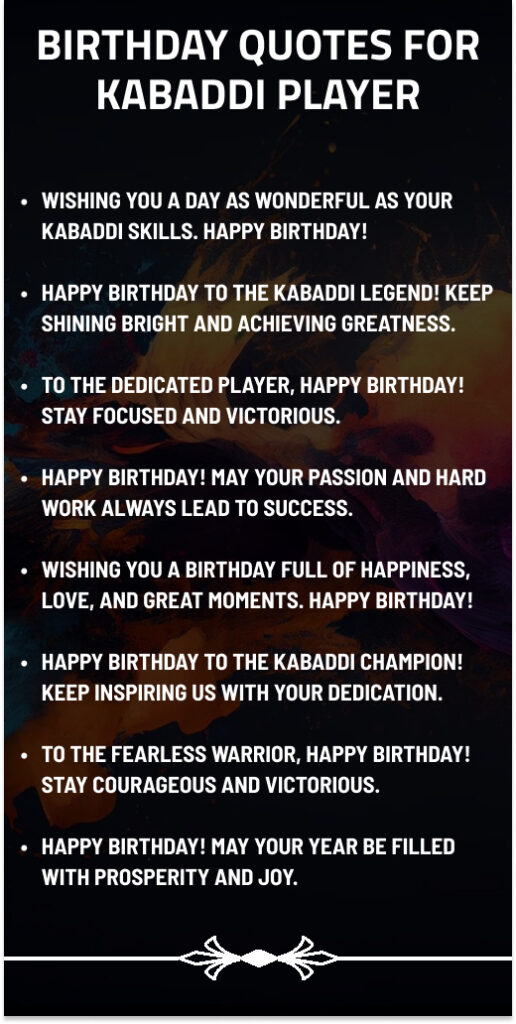 Birthday Quotes for Kabaddi Player