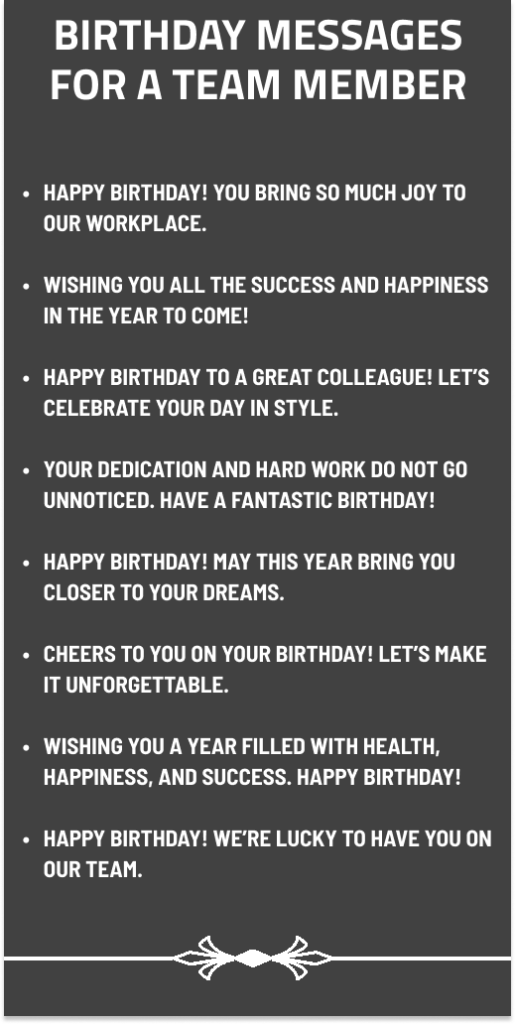 Birthday Messages for a Team Member 