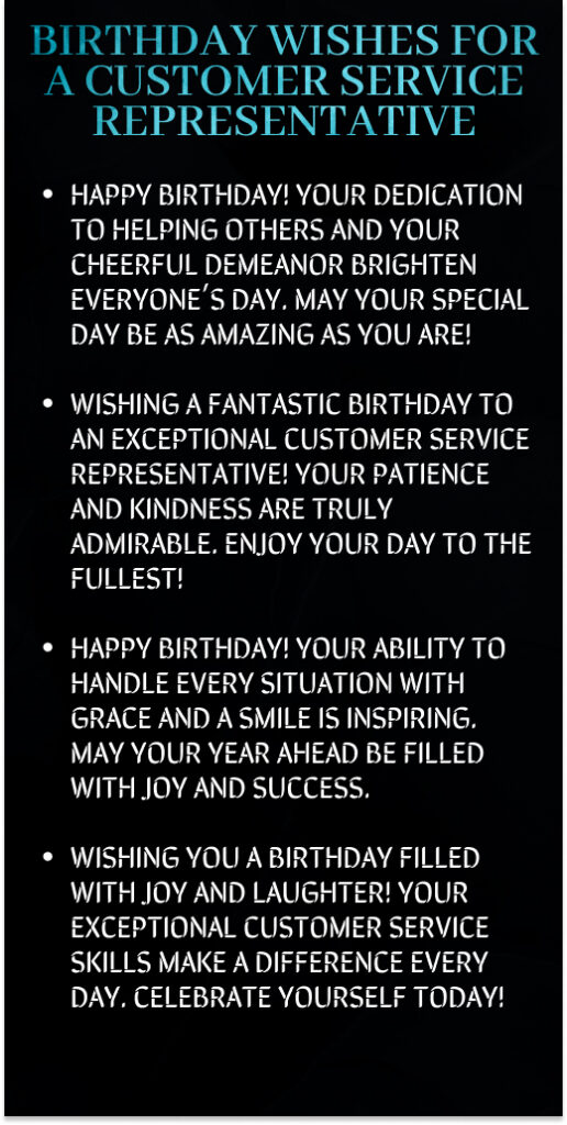 Happy Birthday Wishes for Customer Service Representative