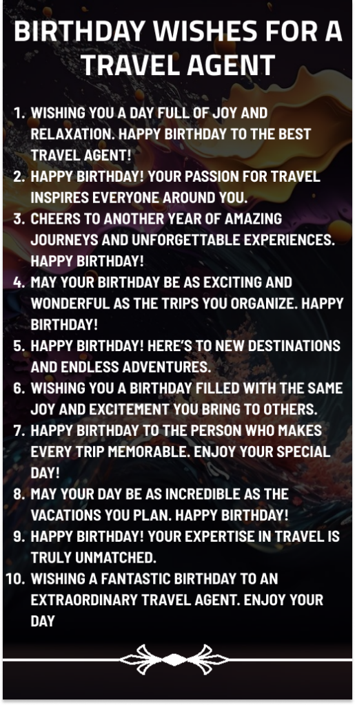 Birthday Wishes for a Travel Agent